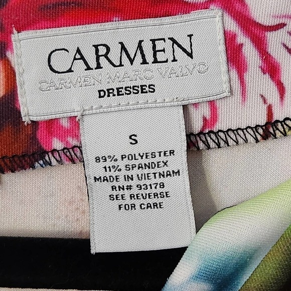 Carmen Marc Valvo Rainbow Multicolor Floral Cocktail Bodycon Bandage Dress S - Picture 7 of 7